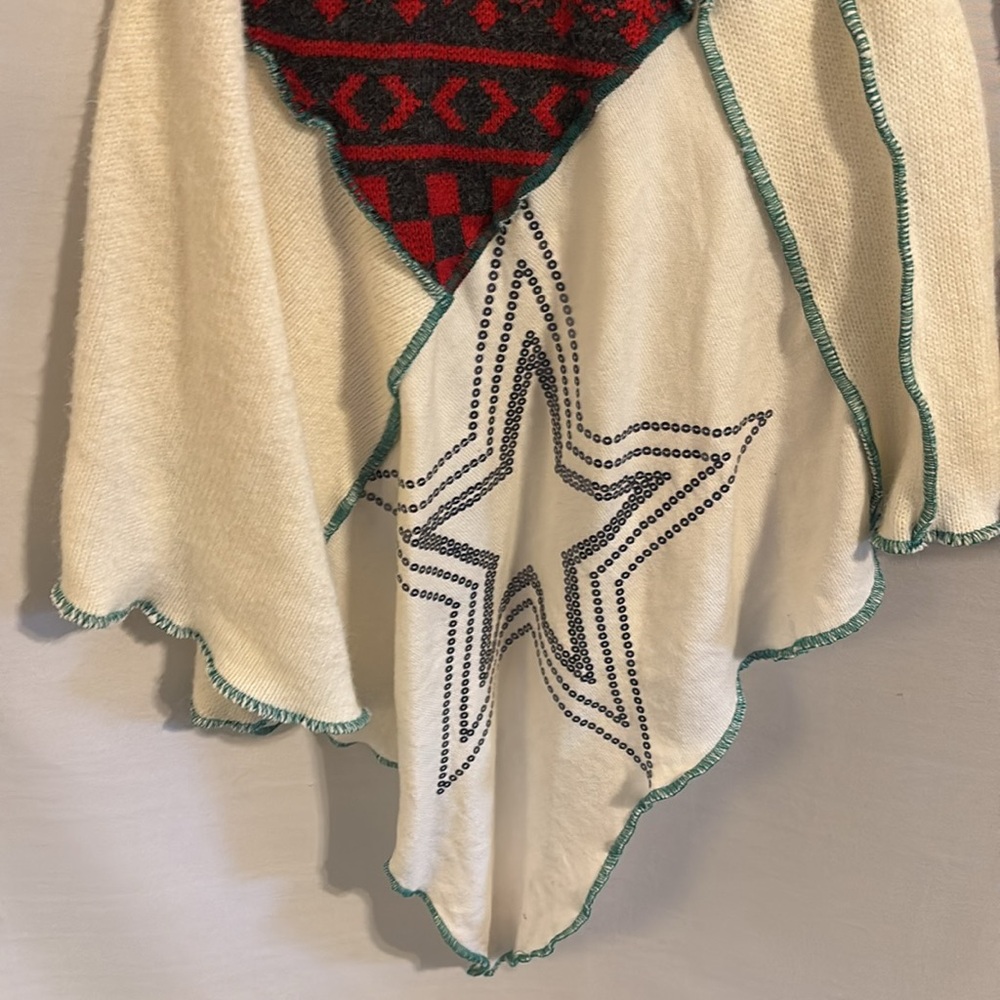 Red And Cream Patchwork Patterned Sweater Aztec I… - image 3